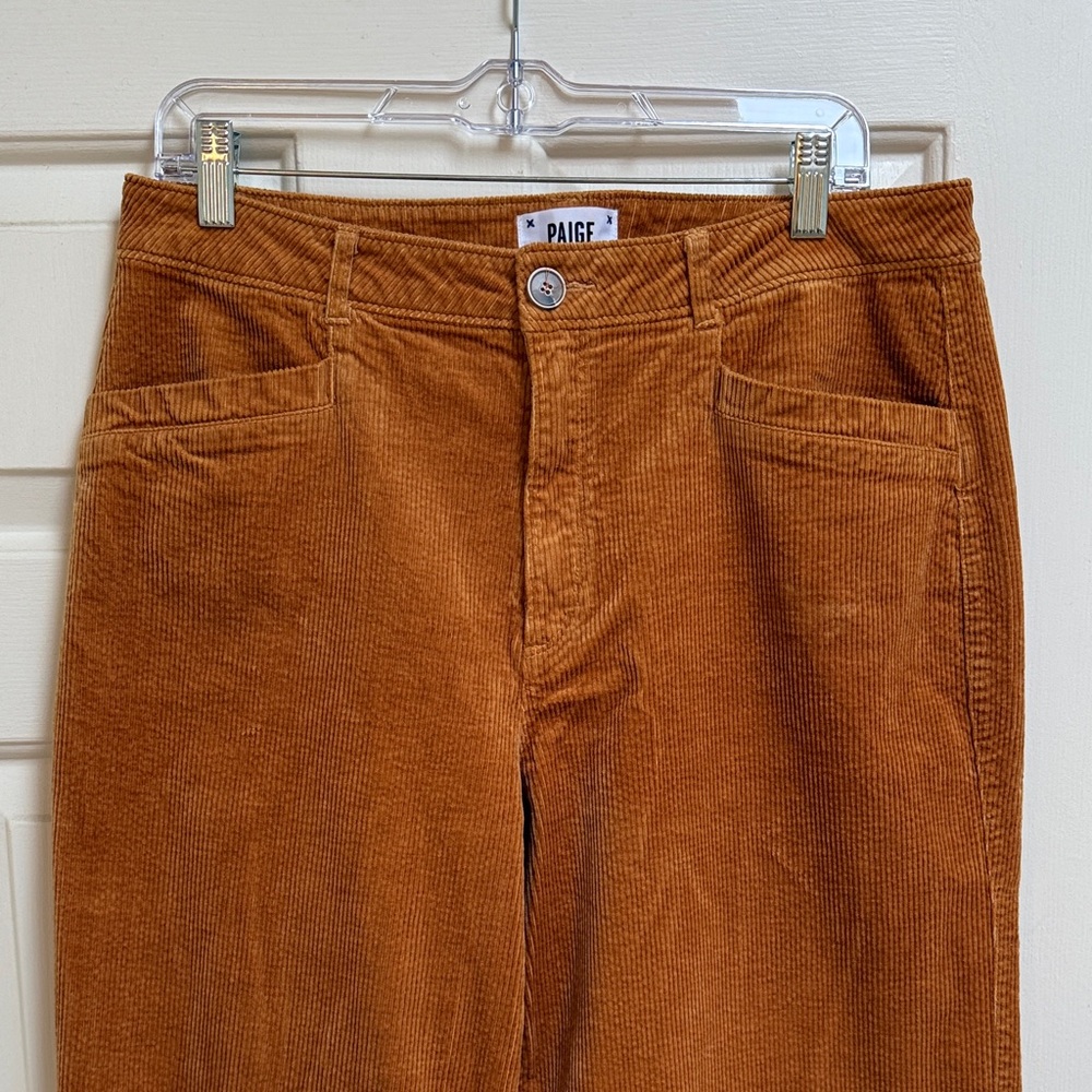 PAIGE Harvest Gold High Rise Wide Leg Corduroy Trousers Sz 32
